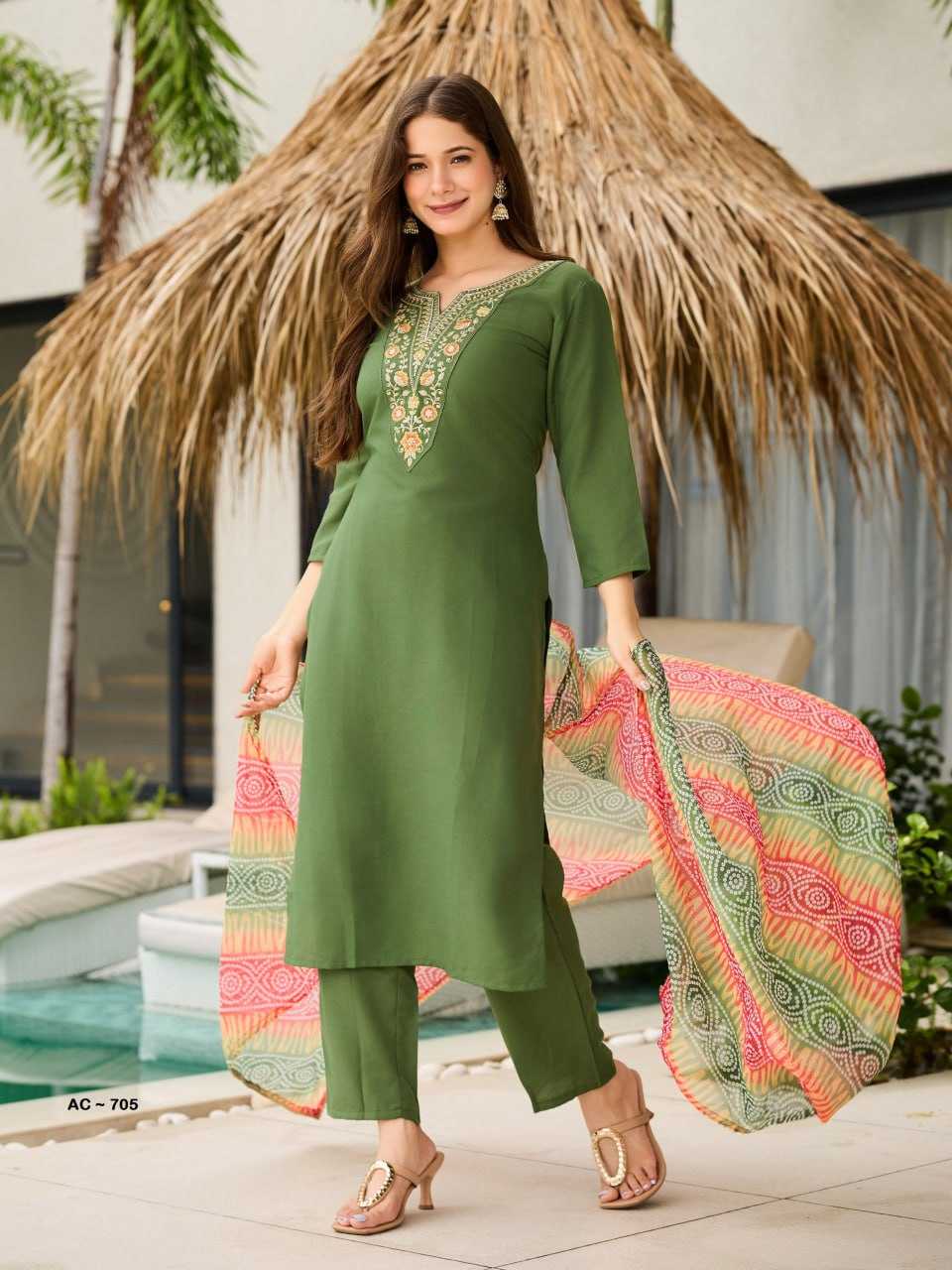 Ynf Heavy Rayon RIN131 Mahendi Kurti Wholesale Party Wear Kurtis Designer Kurtis Straight Kurtis Manufacturer- Kapda Export