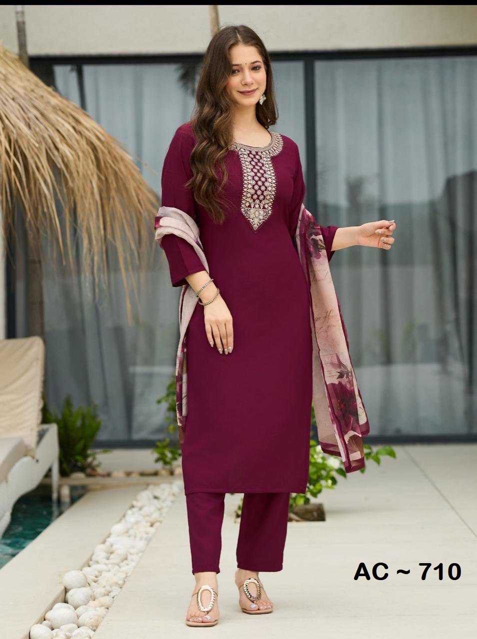 Ynf Heavy Rayon RIN131 MAROON Kurti Wholesale Printed Kurtis Rayon Kurtis Embroidered Kurtis Manufacturer- Kapda Export