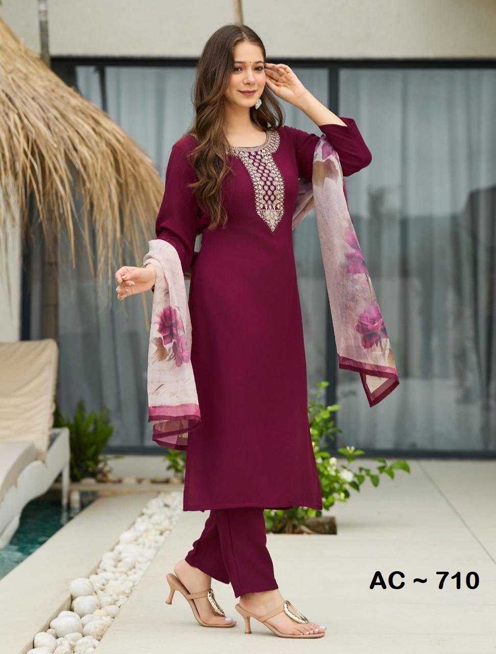 Ynf Heavy Rayon RIN131 MAROON Kurti Wholesale Printed Kurtis Rayon Kurtis Embroidered Kurtis Manufacturer- Kapda Export