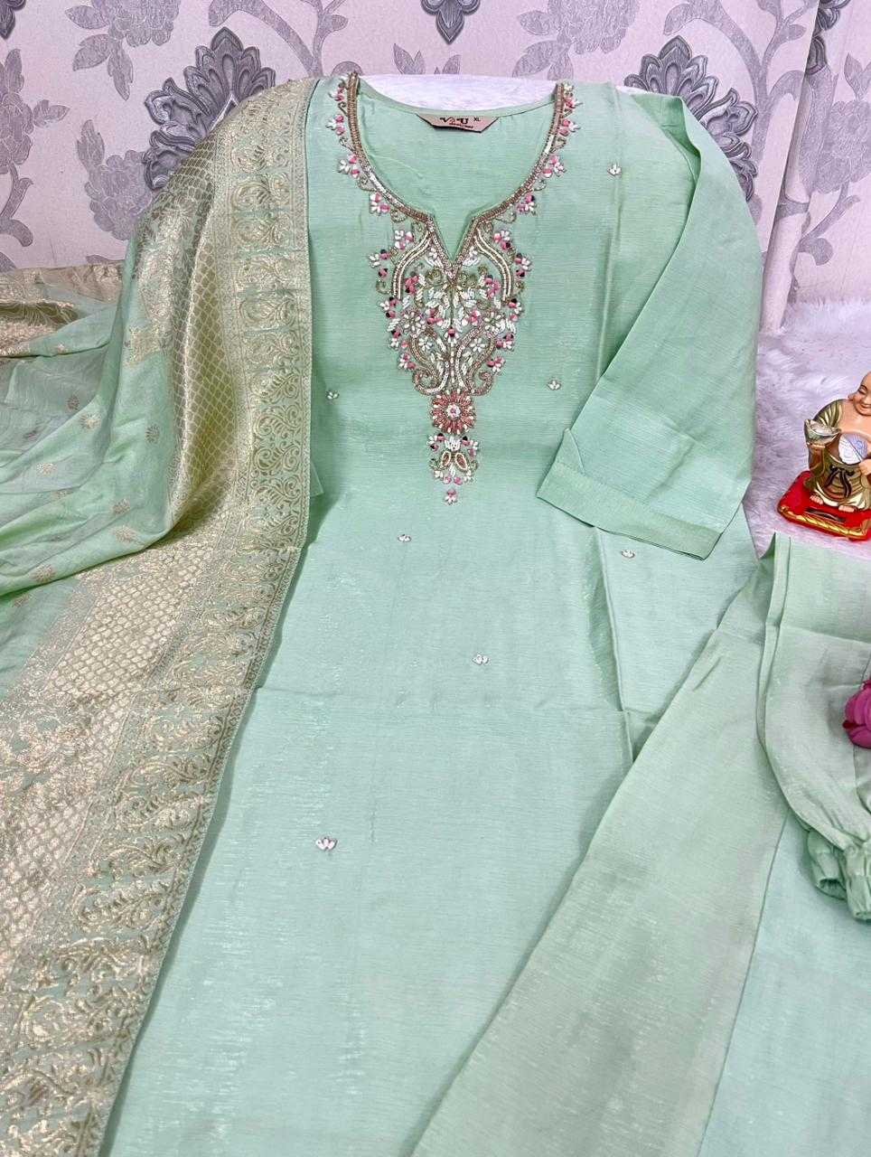 Ynf Heavy Roman Silk KESH594 Anvika Kurti Wholesale Mirror Work Kurti Embroidered Kurtis Silk Kurtis Manufacturer- Kapda Export