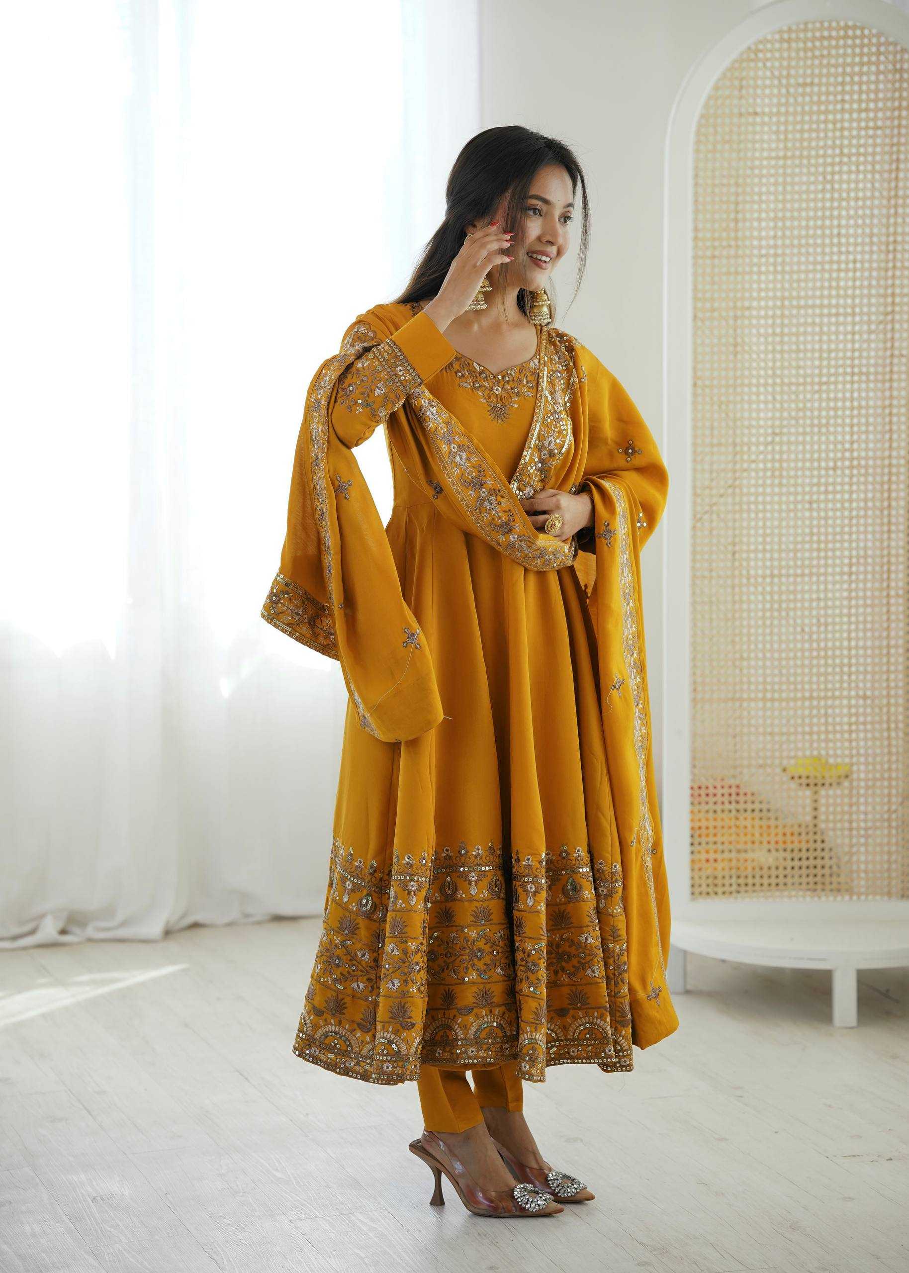 Ynf Heavy Roman Silk KESH638 5016 Gowns Wholesale Fancy Gowns Embroidery Gowns Anarkali Gown Manufacturer- Kapda Export