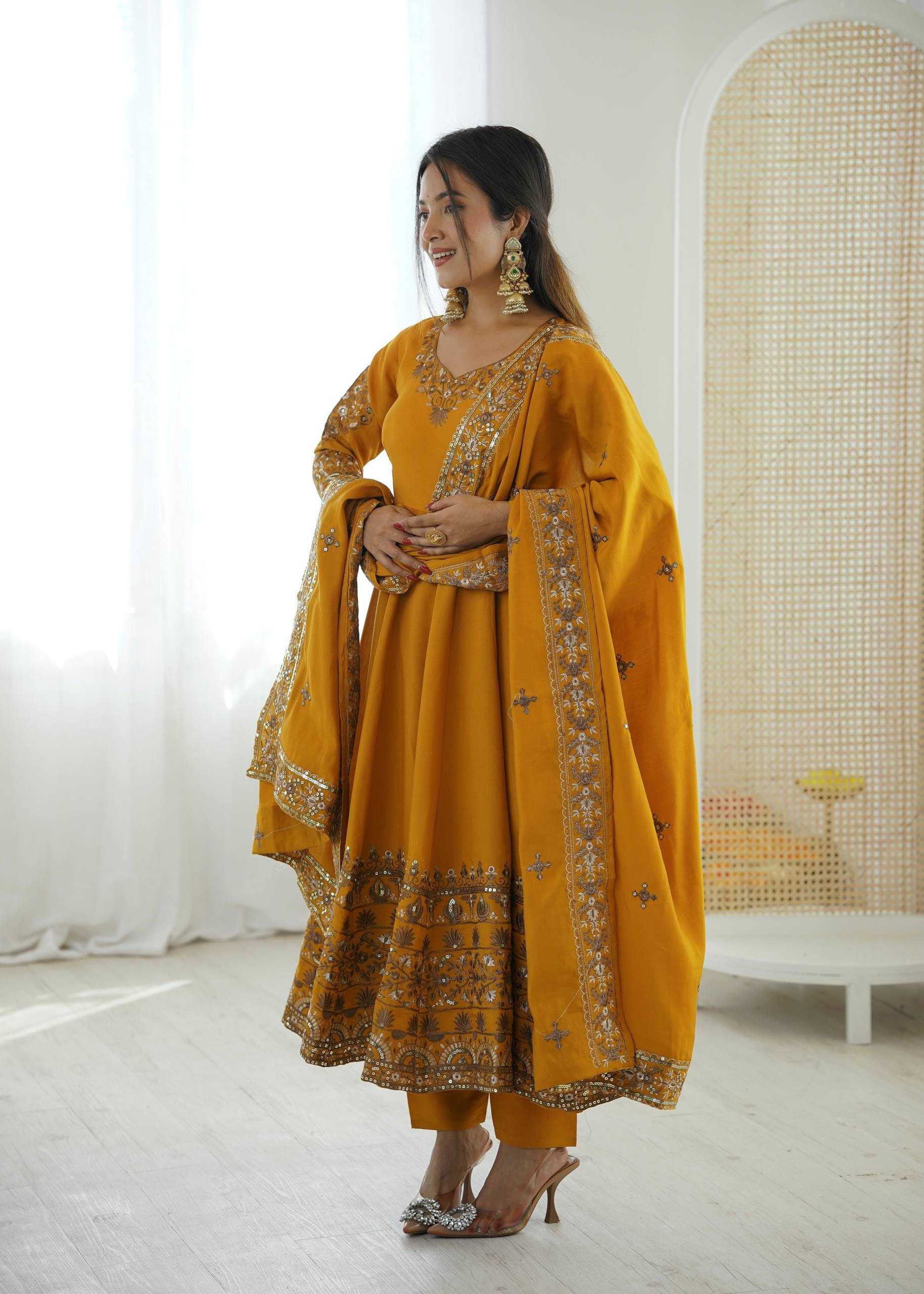 Ynf Heavy Roman Silk KESH638 5016 Gowns Wholesale Fancy Gowns Embroidery Gowns Anarkali Gown Manufacturer- Kapda Export