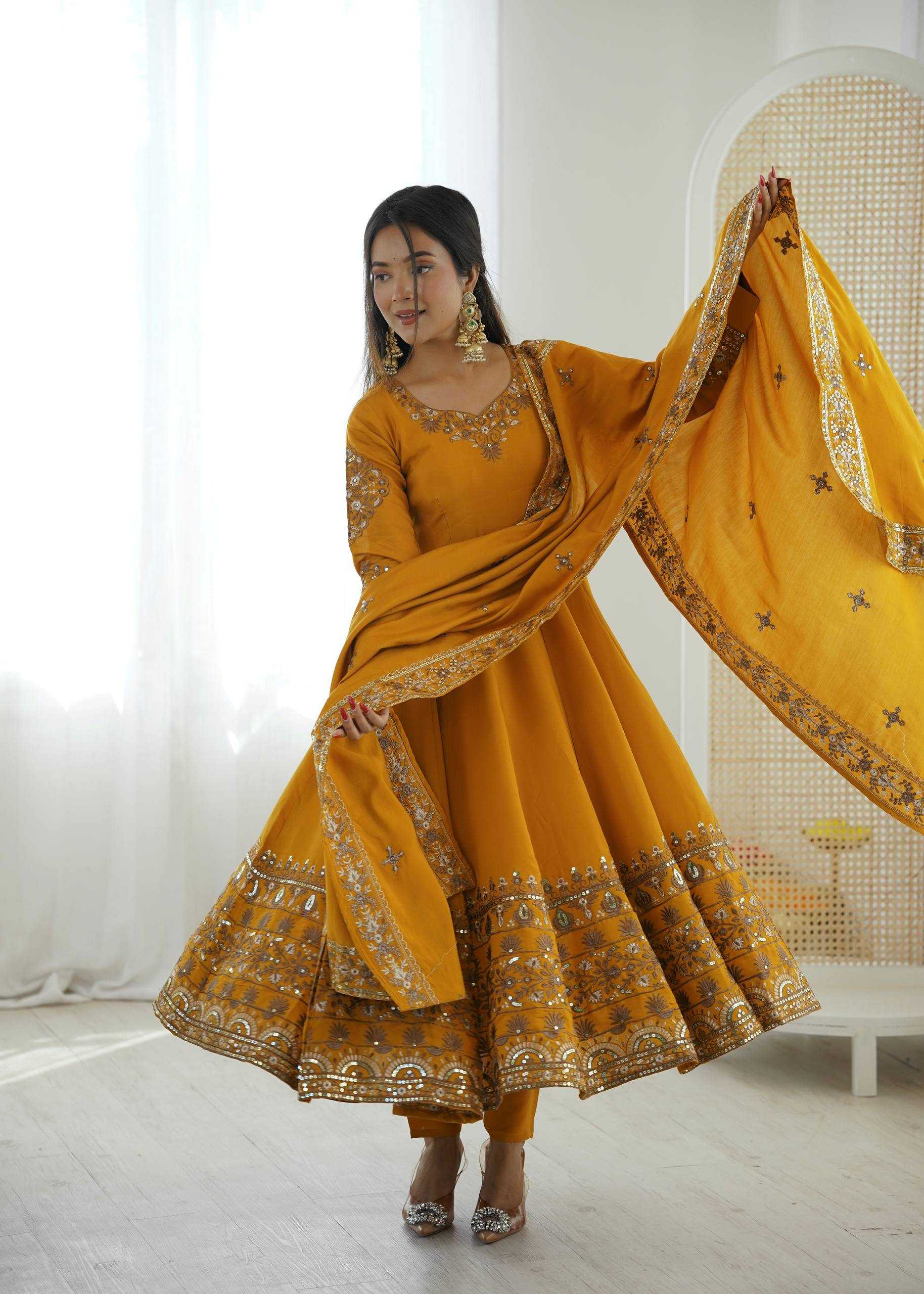 Ynf Heavy Roman Silk KESH638 5016 Gowns Wholesale Fancy Gowns Embroidery Gowns Anarkali Gown Manufacturer- Kapda Export