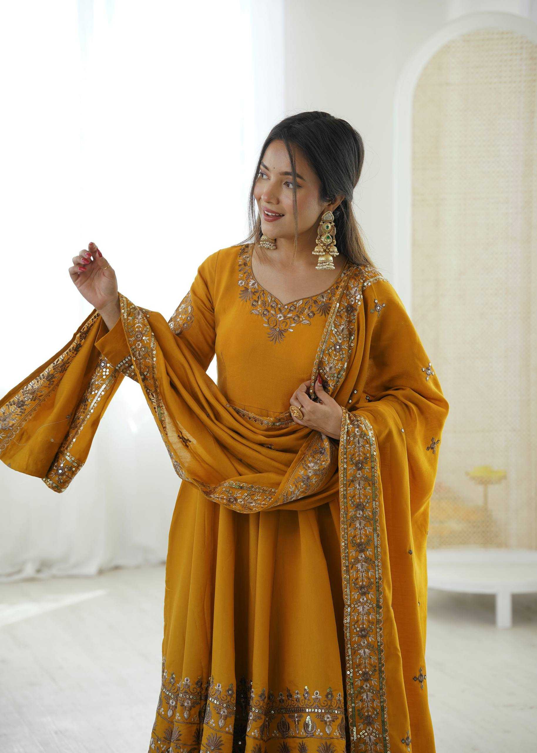 Ynf Heavy Roman Silk KESH638 5016 Gowns Wholesale Fancy Gowns Embroidery Gowns Anarkali Gown Manufacturer- Kapda Export