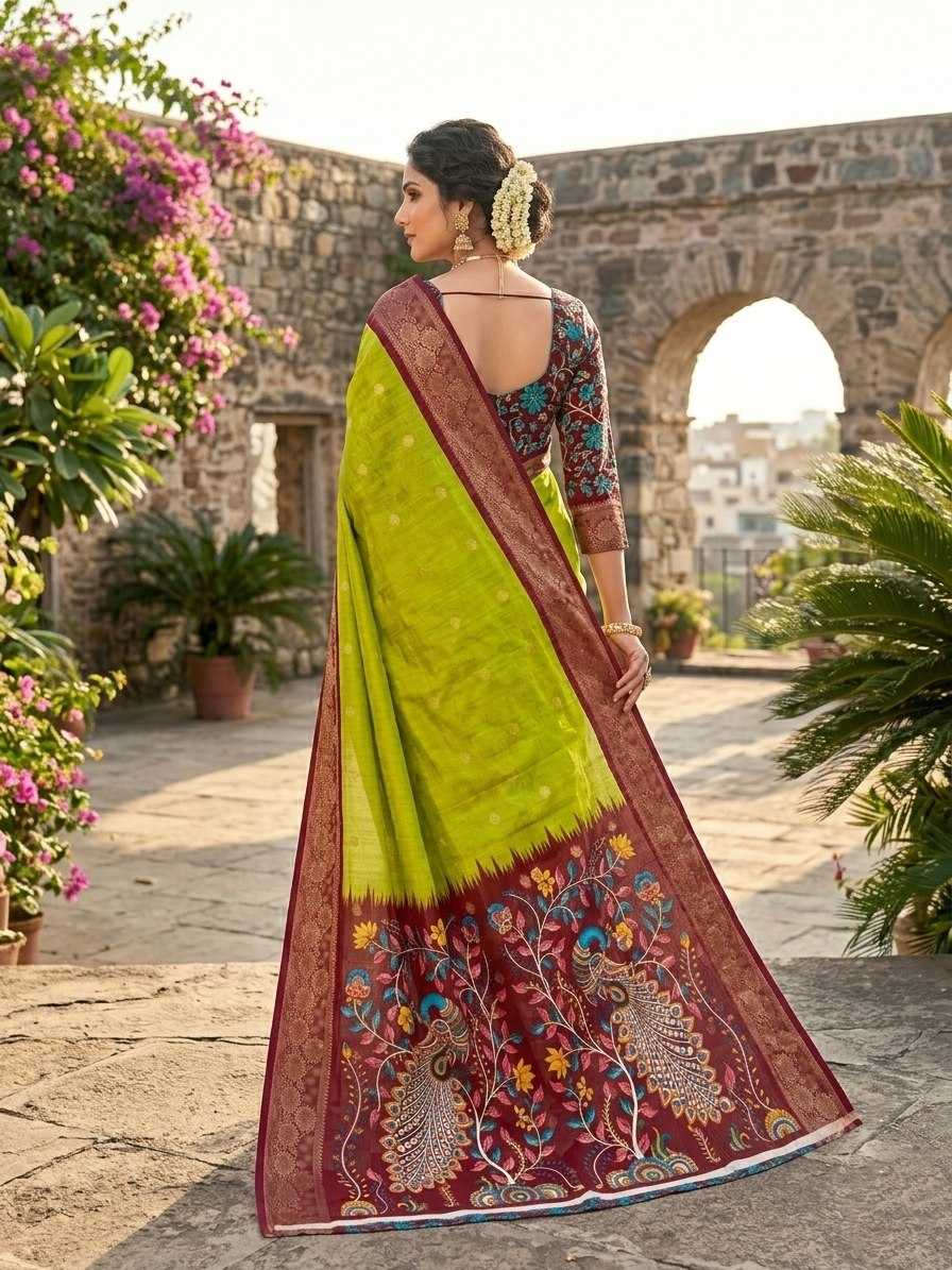Ynf Jacquard KESH554 PEACOCK Sarees Wholesale Printed Sarees Jacquard Saree Festive Sarees Manufacturer- Kapda Export