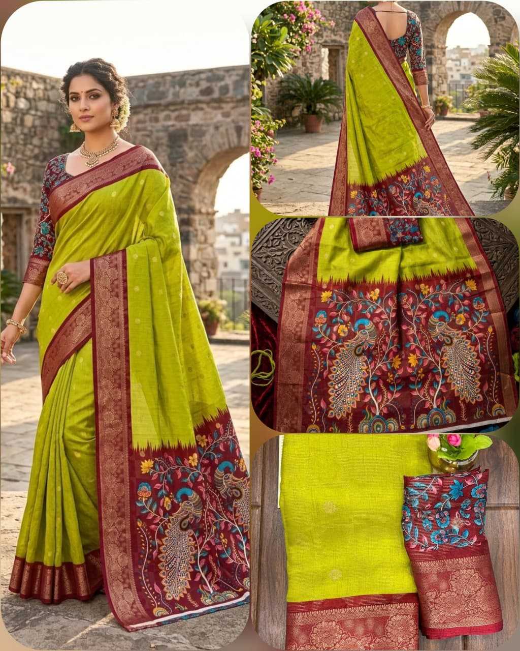 Ynf Jacquard KESH554 PEACOCK Sarees Wholesale Printed Sarees Jacquard Saree Festive Sarees Manufacturer- Kapda Export