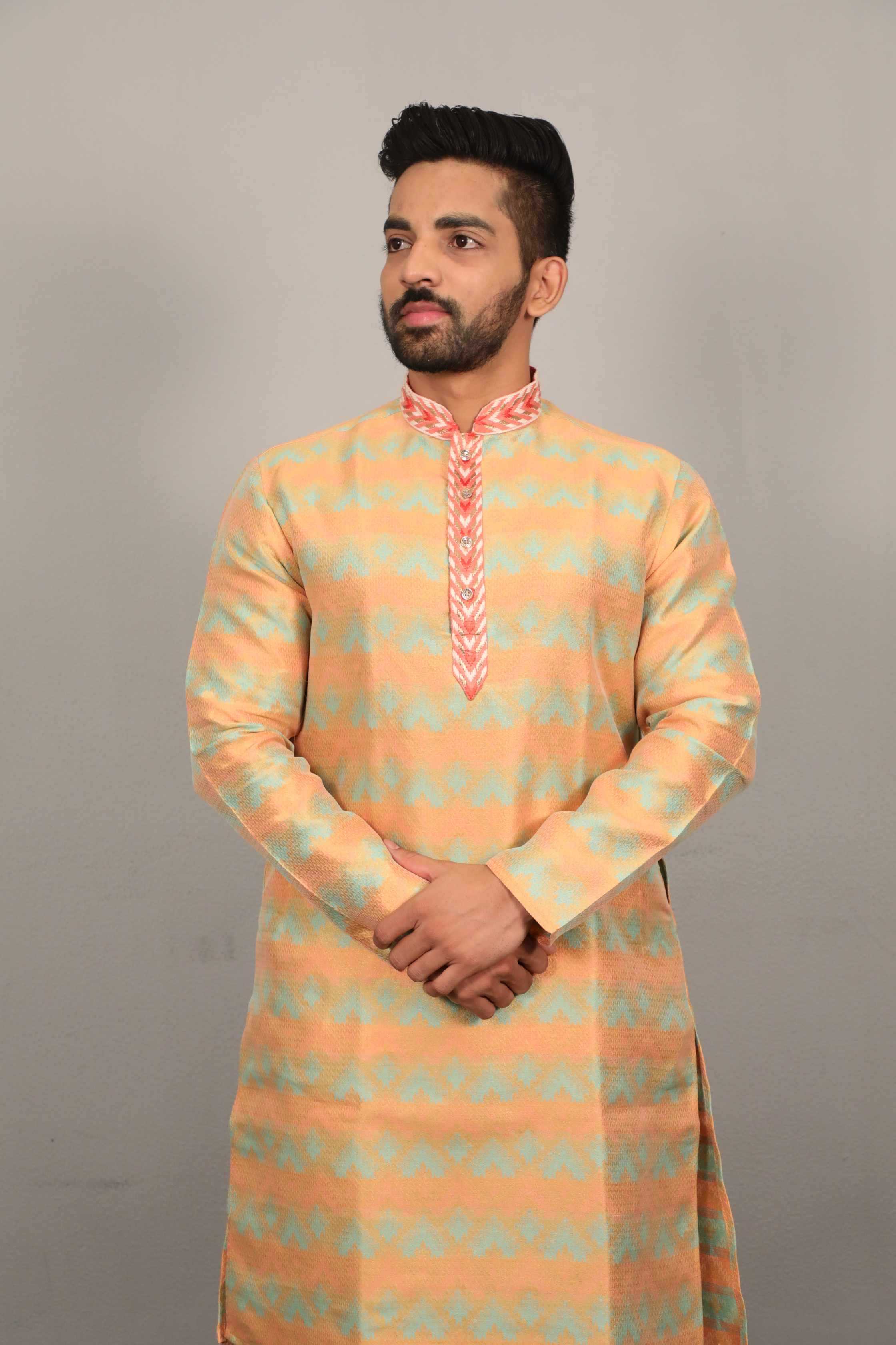 Ynf Jacquard KESH747 MORPANKH Mens Wear Wholesale Mens Kurtas Men Cotton Kurta Designer Ethnic Set Manufacturer- Kapda Export