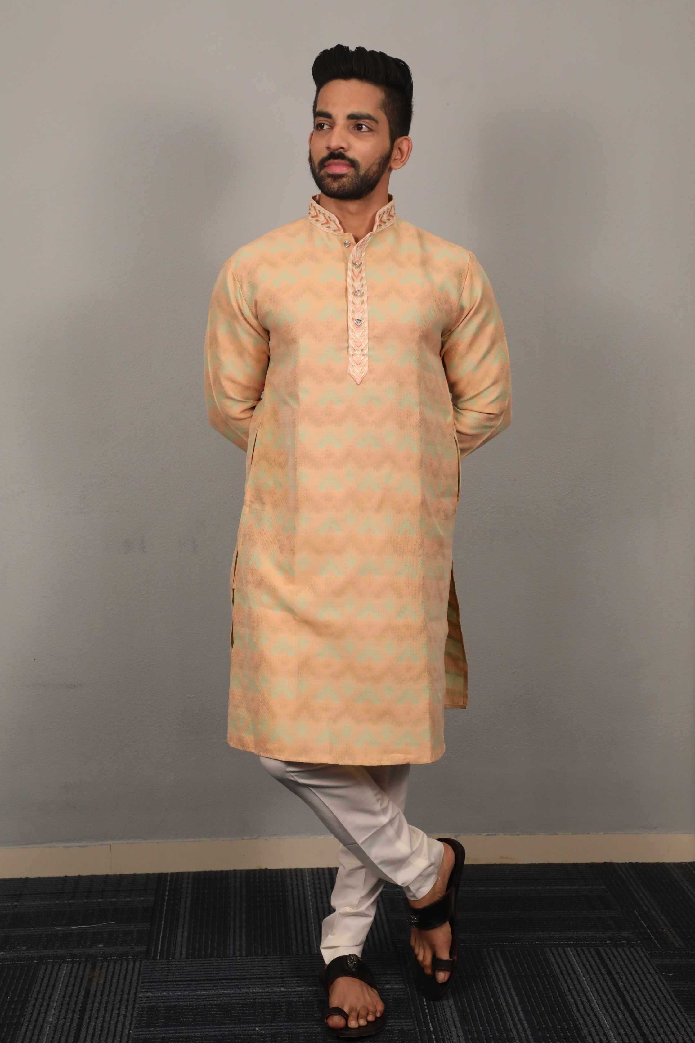 Ynf Jacquard KESH747 MORPANKH Mens Wear Wholesale Mens Kurtas Men Cotton Kurta Designer Ethnic Set Manufacturer- Kapda Export