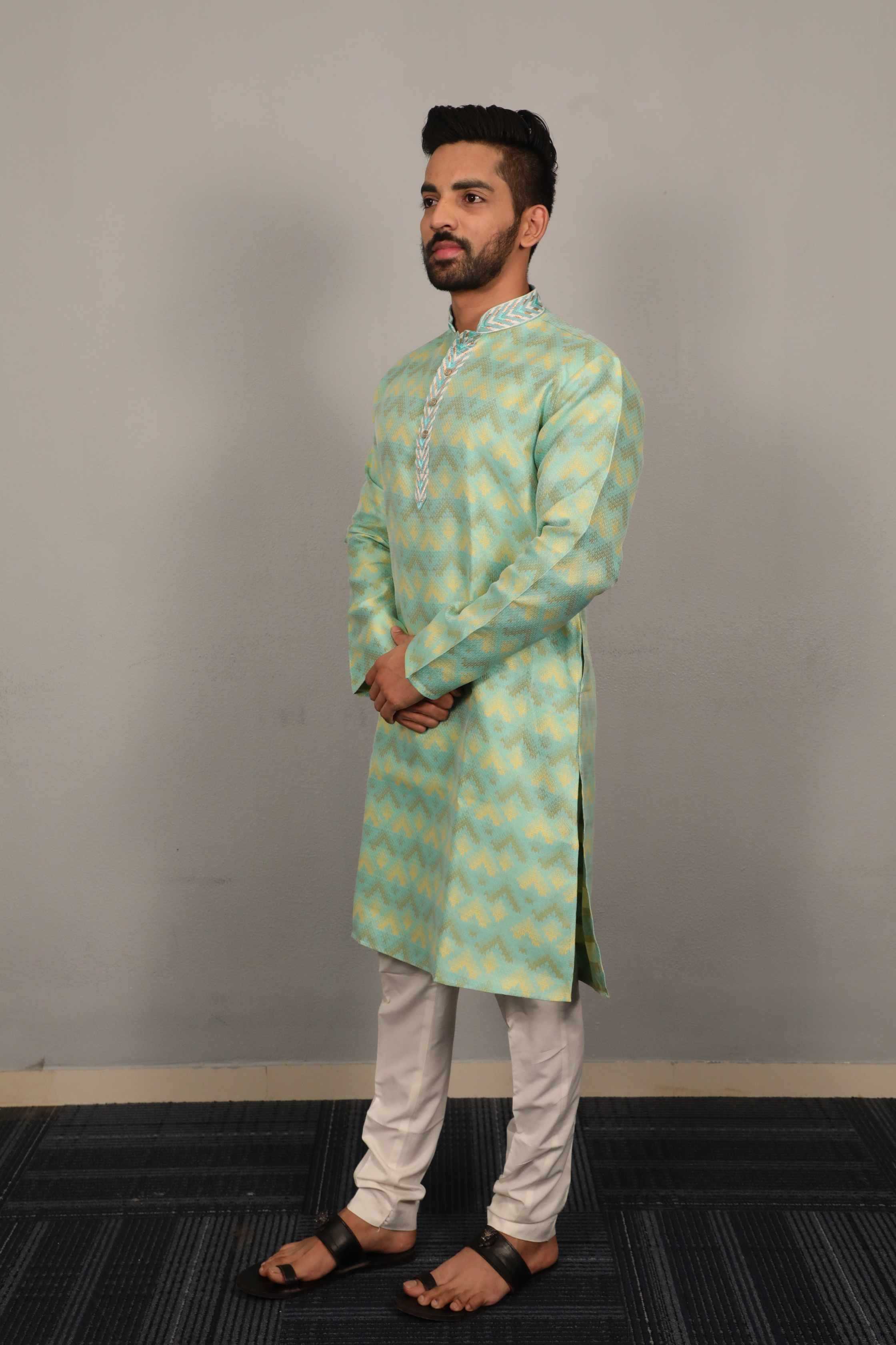 Ynf Jacquard KESH747 MORPANKH Mens Wear Wholesale Mens Kurtas Men Cotton Kurta Designer Ethnic Set Manufacturer- Kapda Export