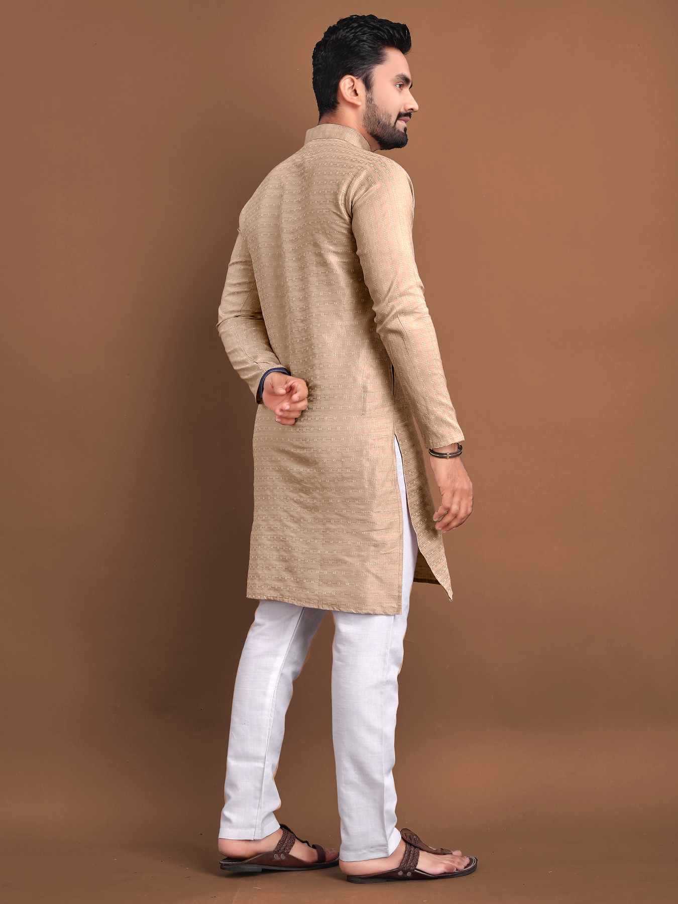 Ynf Jacquard KESH747 POSHAK Mens Wear Wholesale Mens Kurtas Men Cotton Kurta Men Kurta Pajama Manufacturer- Kapda Export