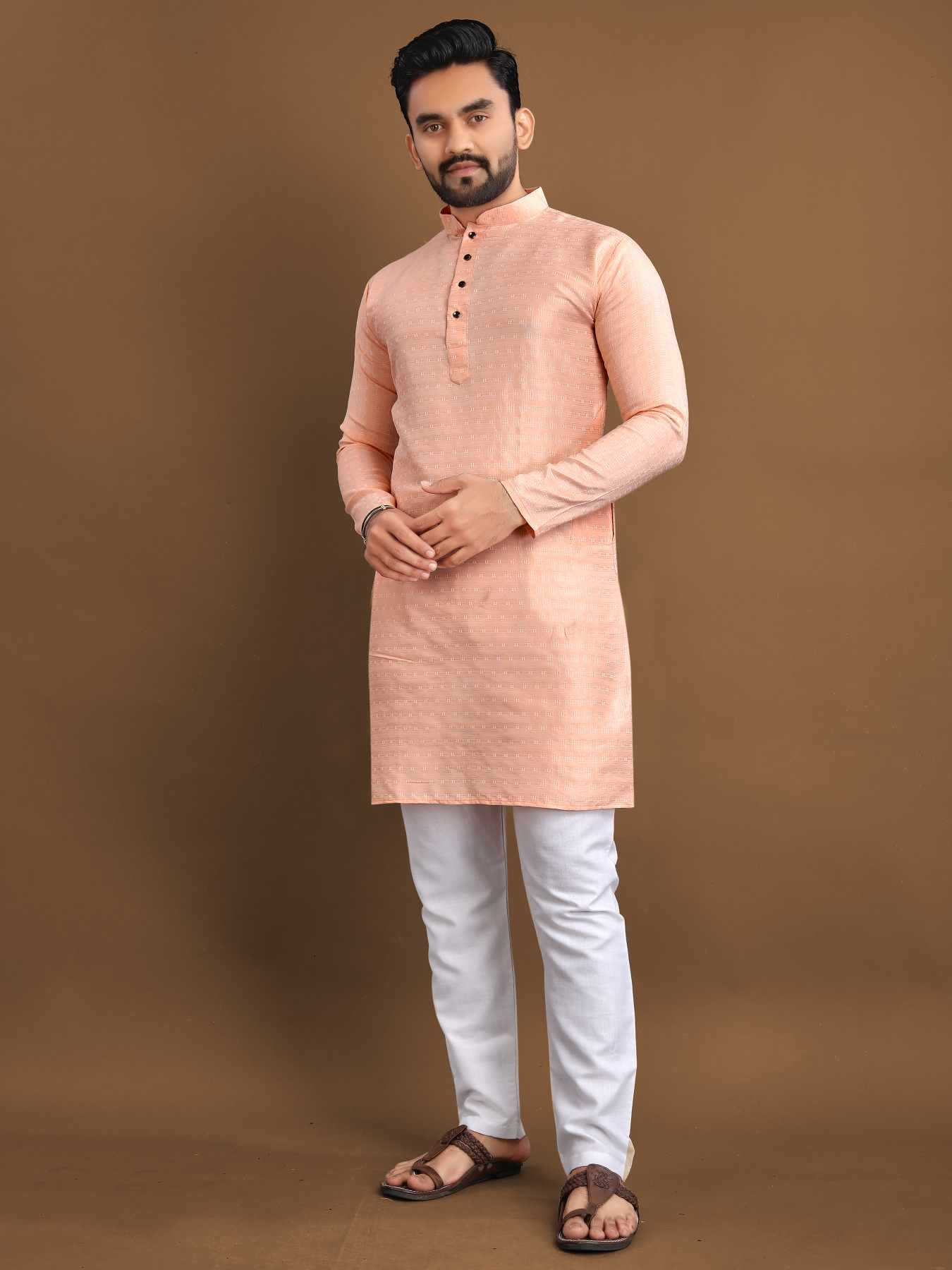 Ynf Jacquard KESH747 POSHAK Mens Wear Wholesale Mens Kurtas Men Cotton Kurta Men Kurta Pajama Manufacturer- Kapda Export