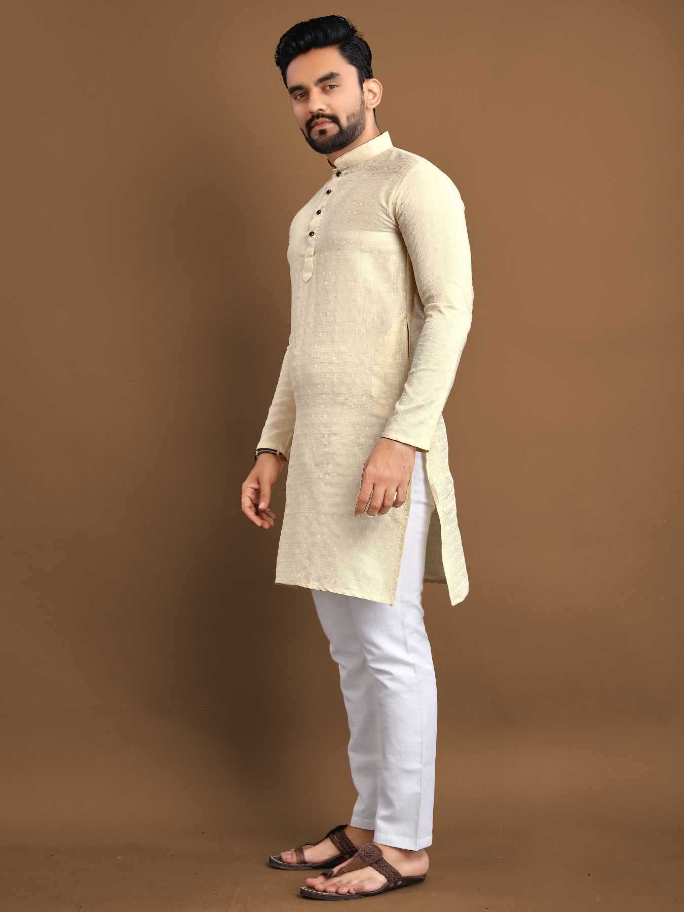Ynf Jacquard KESH747 POSHAK Mens Wear Wholesale Mens Kurtas Men Cotton Kurta Men Kurta Pajama Manufacturer- Kapda Export