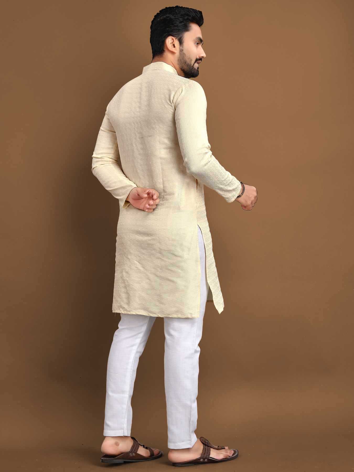 Ynf Jacquard KESH747 POSHAK Mens Wear Wholesale Mens Kurtas Men Cotton Kurta Men Kurta Pajama Manufacturer- Kapda Export