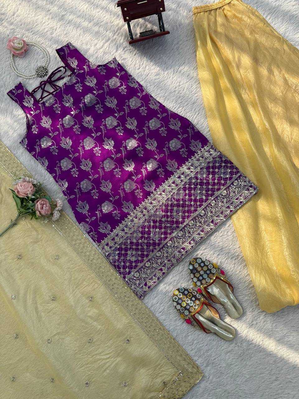 Ynf Jacquard RIN162 5988 Suits & Dresses Wholesale Palazzo Suit Party wear suits Designer Suits Manufacturer- Kapda Export