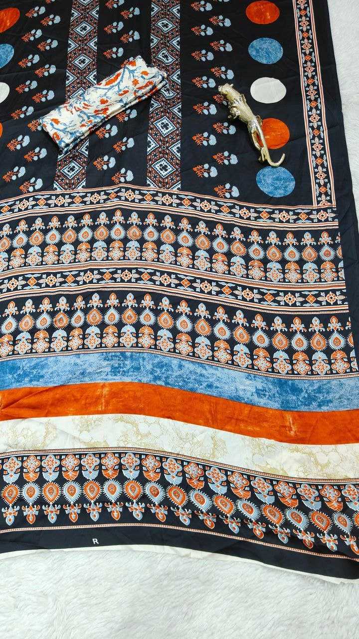 Ynf Japan Sartin Sarees Wholesale Designer Sarees Ajrakh Sarees Embroidered Sarees Manufacturer- Kapda Export