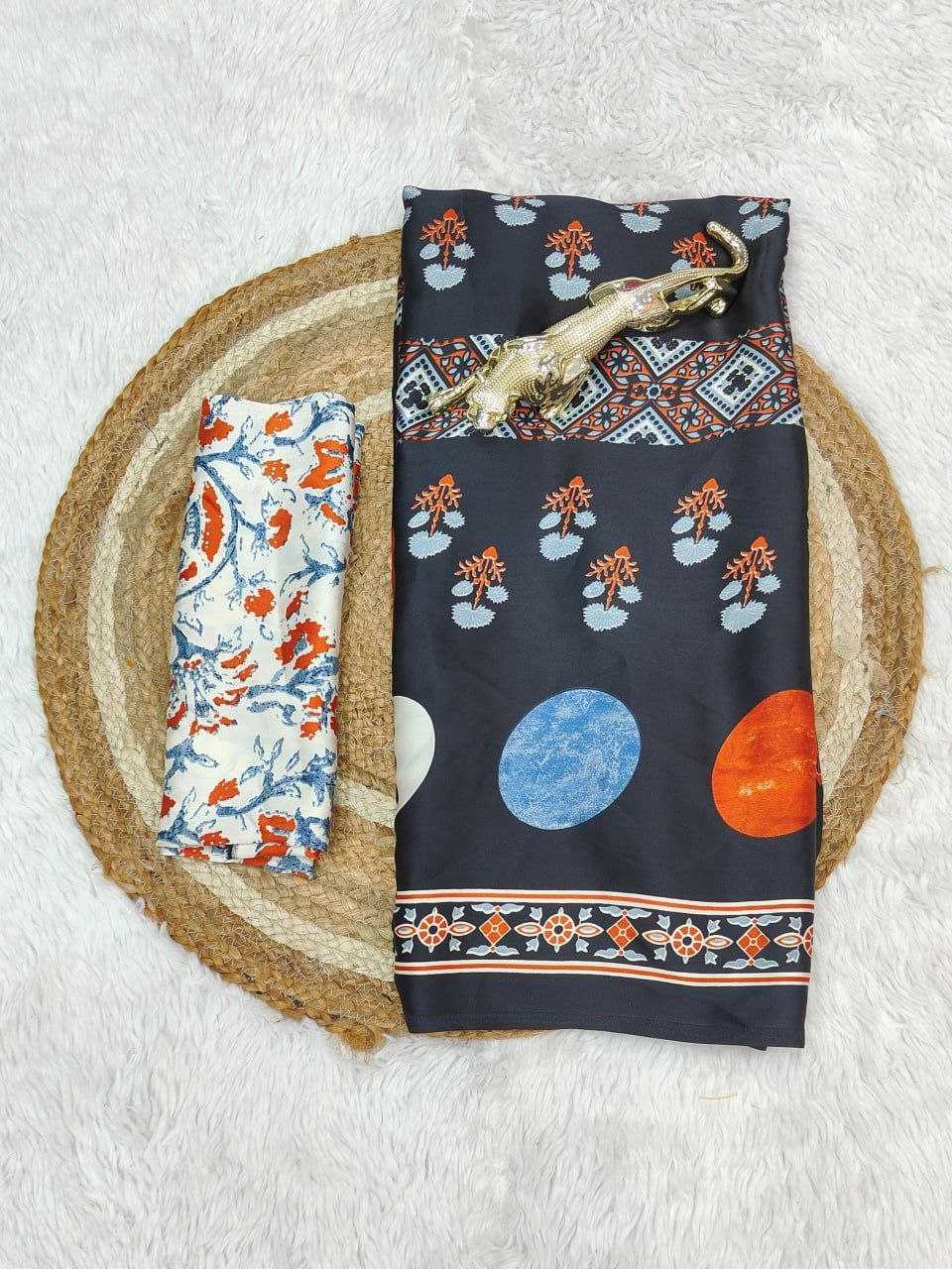 Ynf Japan Sartin Sarees Wholesale Designer Sarees Ajrakh Sarees Embroidered Sarees Manufacturer- Kapda Export