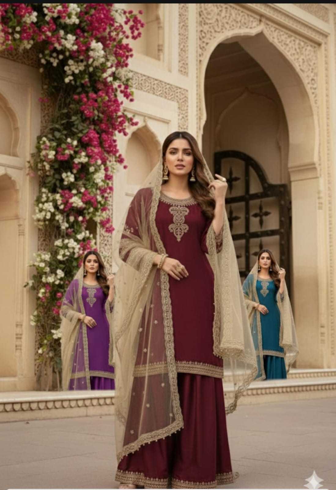 Ynf Jimmy Choo KESH502 1109 Suits & Dresses Wholesale Embroidery Suits Palazzo Suit Designer Suits Manufacturer- Kapda Export