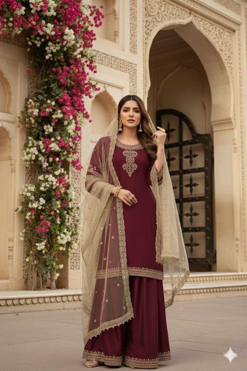Ynf Jimmy Choo KESH502 1109 Suits & Dresses Wholesale Embroidery Suits Palazzo Suit Designer Suits Manufacturer- Kapda Export