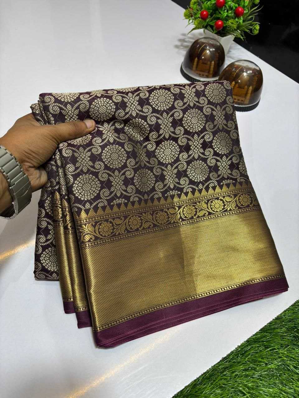 Ynf Kanjivaram Silk KESH525 HASSAN Sarees Wholesale Designer Sarees Zari Border Sarees Traditional Sarees Manufacturer- Kapda Export