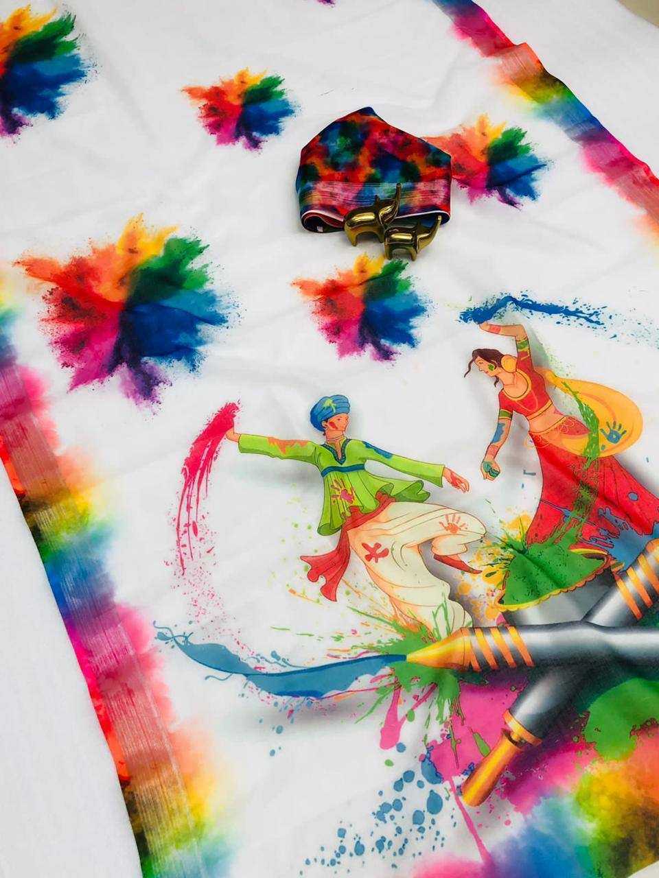 Ynf Linen KESH419 LINEN Sarees Festive Collections Wholesale Printed Sarees Festive Sarees Holi Collections Manufacturer- Kapda Export