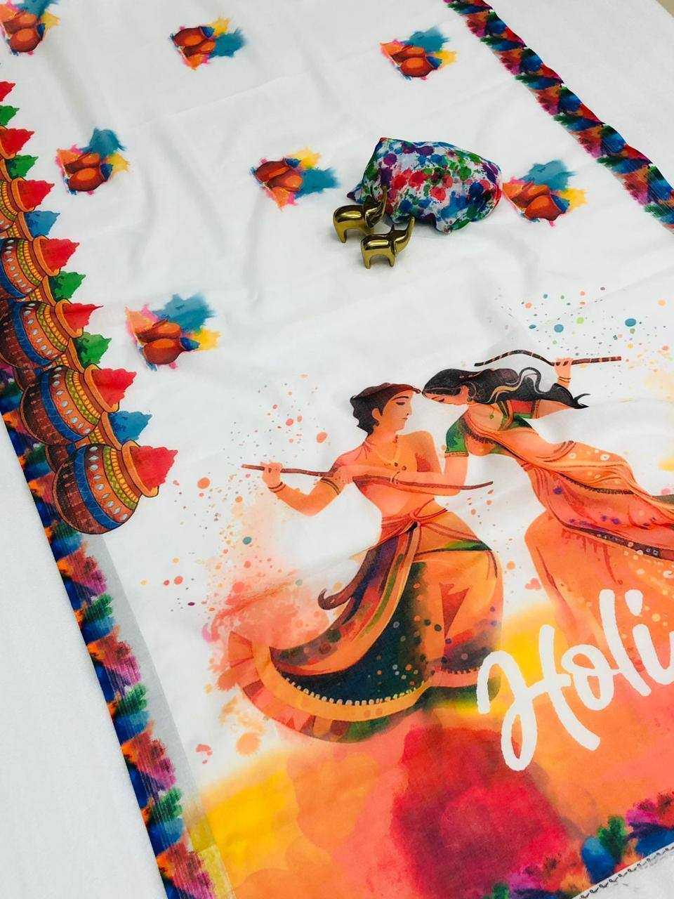 Ynf Linen KESH419 LINEN Sarees Festive Collections Wholesale Printed Sarees Festive Sarees Holi Collections Manufacturer- Kapda Export