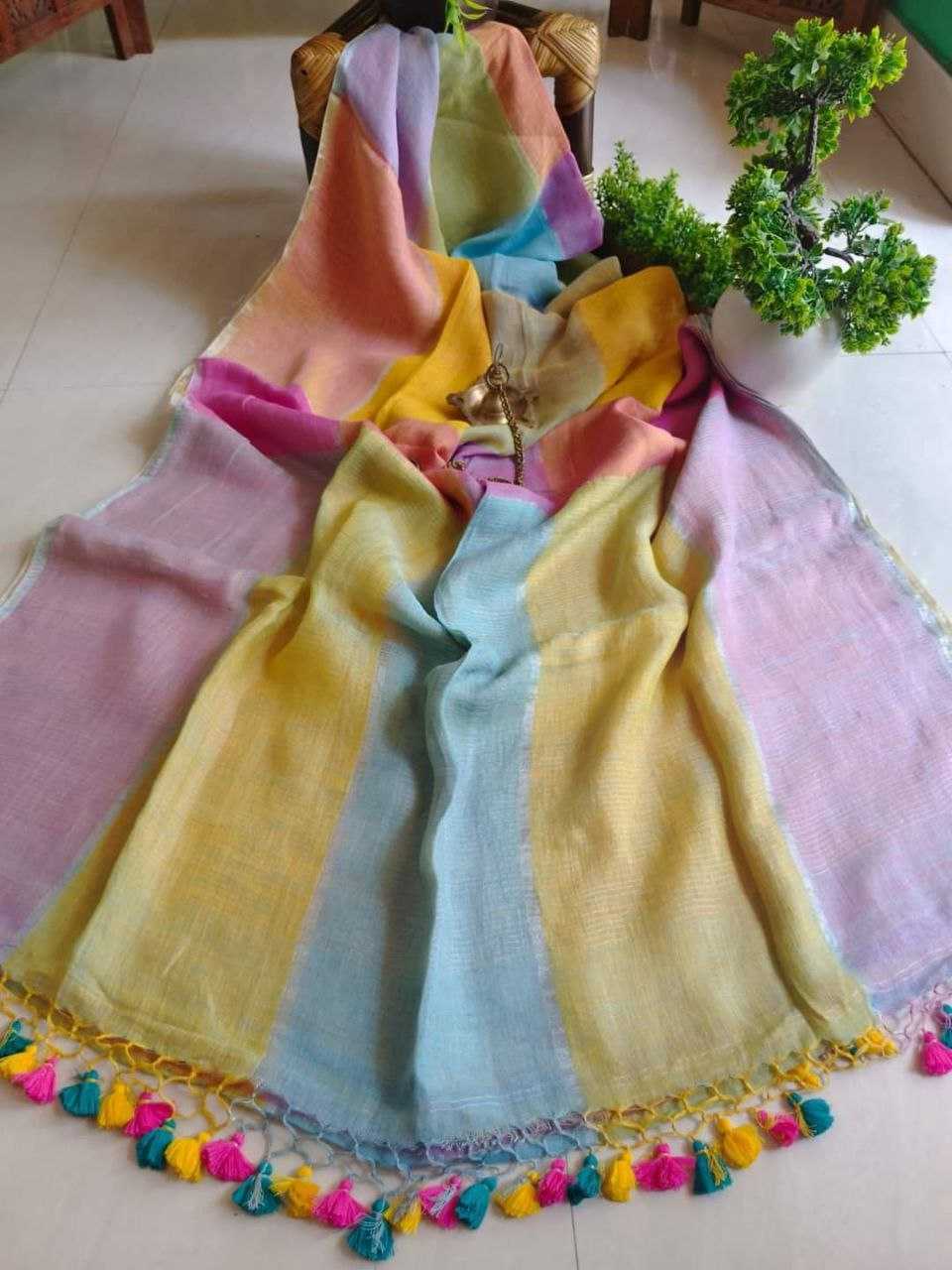 Ynf Linen KESH525 LINEN Sarees Wholesale Fancy Sarees Zari Border Sarees Linen Sarees Manufacturer- Kapda Export