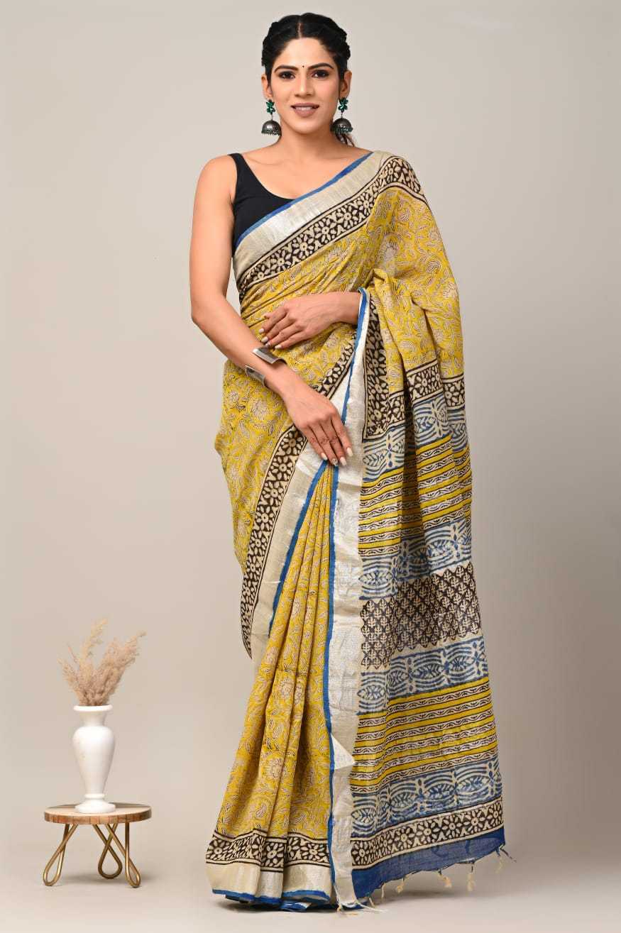 Ynf Linen KESH575 Atika Sarees Wholesale Designer Sarees Printed Sarees Linen Sarees Manufacturer- Kapda Export