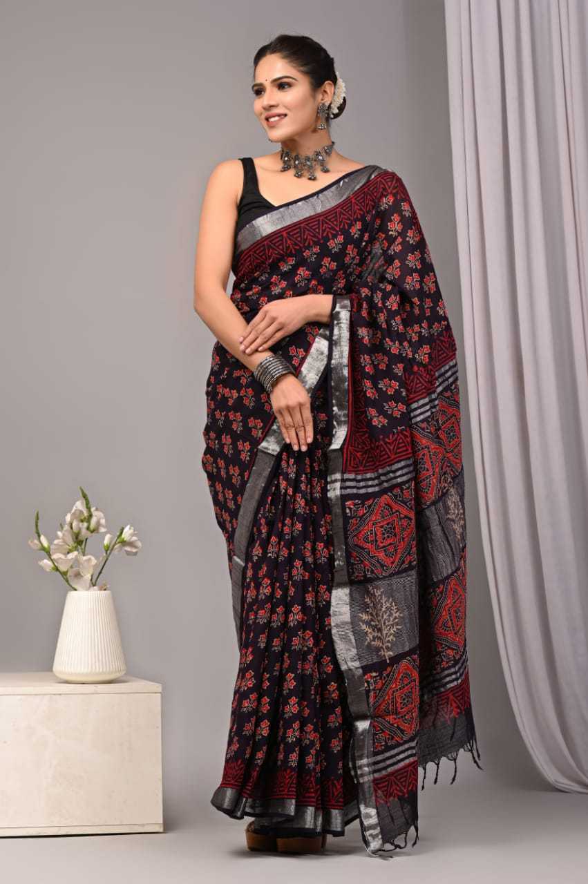 Ynf Linen KESH575 Atika Sarees Wholesale Designer Sarees Printed Sarees Linen Sarees Manufacturer- Kapda Export