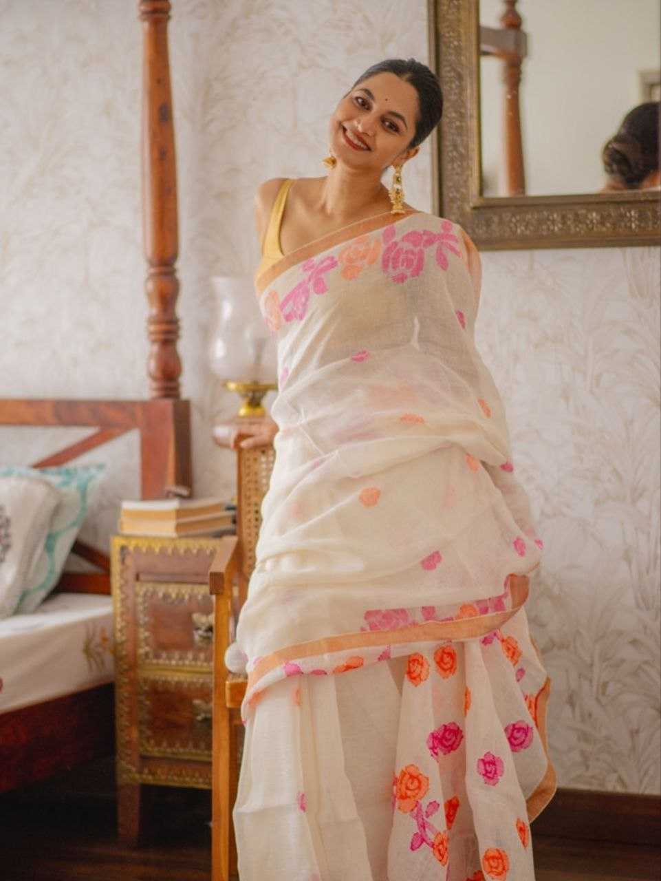 Ynf Linen KESH605 637 Sarees Wholesale Designer Sarees Printed Sarees Linen Sarees Manufacturer- Kapda Export