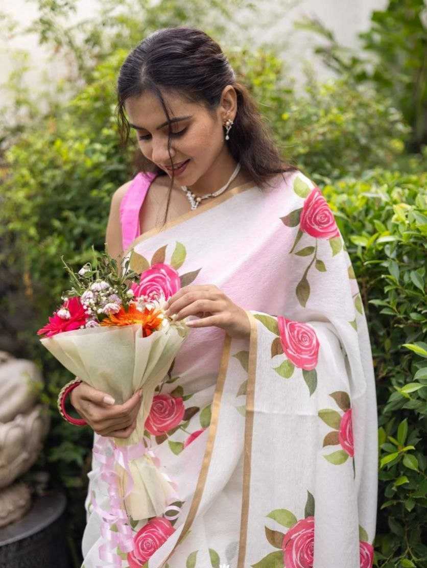 Ynf Linen KESH605 639 Sarees Wholesale Designer Sarees Printed Sarees Zari Border Sarees Manufacturer- Kapda Export