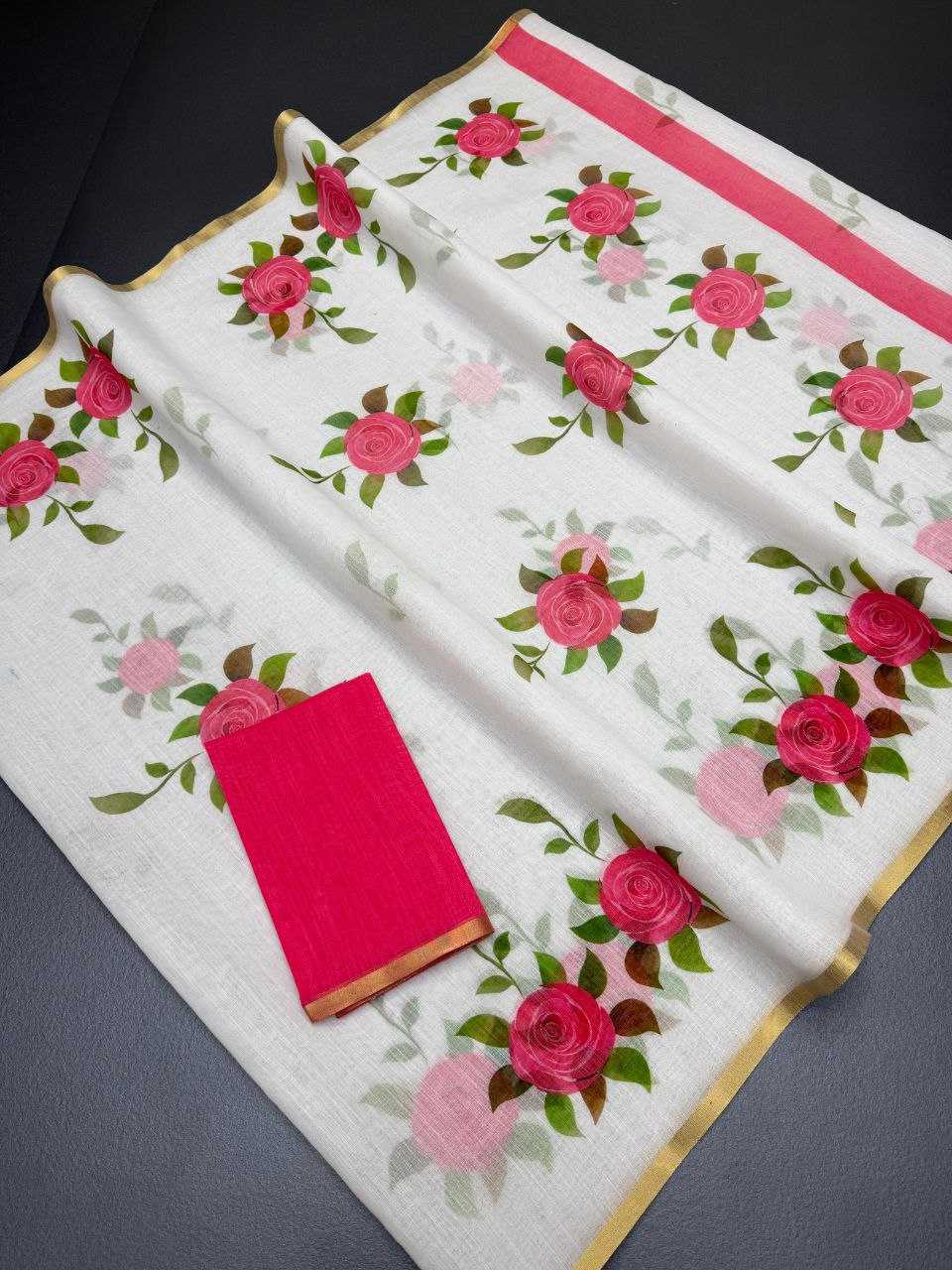 Ynf Linen KESH605 639 Sarees Wholesale Designer Sarees Printed Sarees Zari Border Sarees Manufacturer- Kapda Export