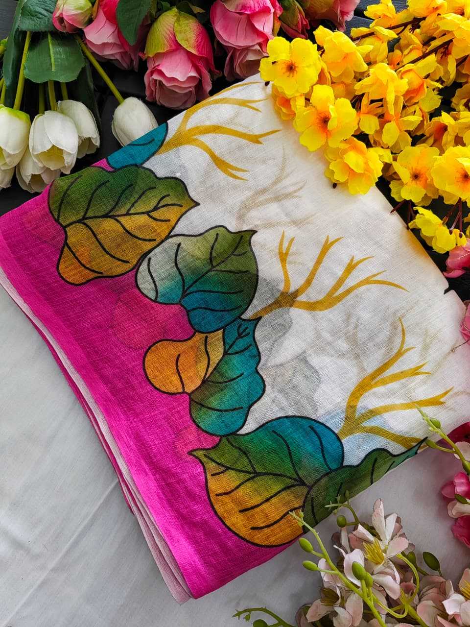 Ynf Linen KESH682 Akshita Sarees Festive Collections Wholesale Printed Sarees Linen Sarees Onam Collections Manufacturer- Kapda Export