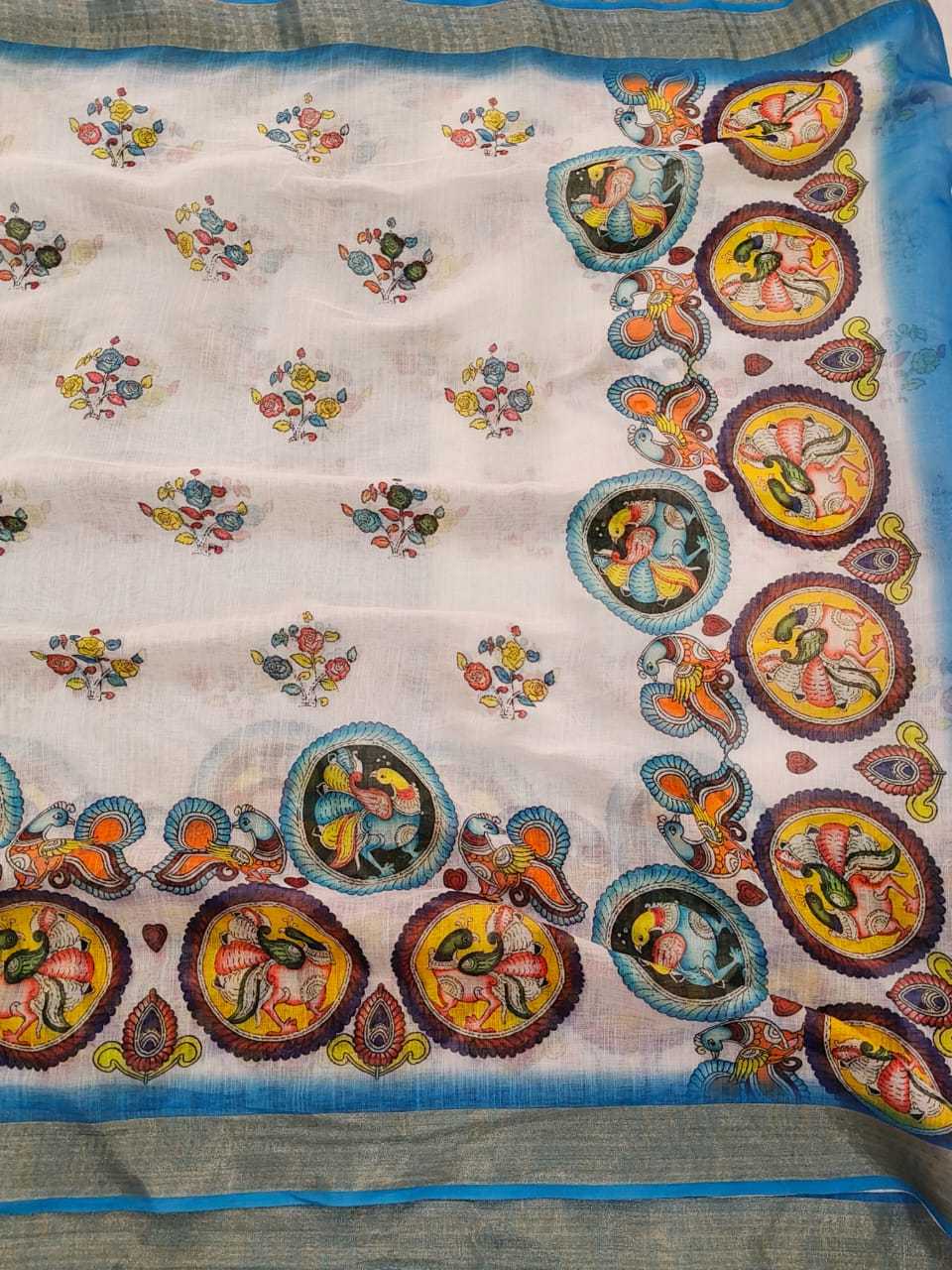 Ynf Linen KESH682 Alvira Sarees Wholesale Printed Sarees Zari Border Sarees Linen Sarees Manufacturer- Kapda Export