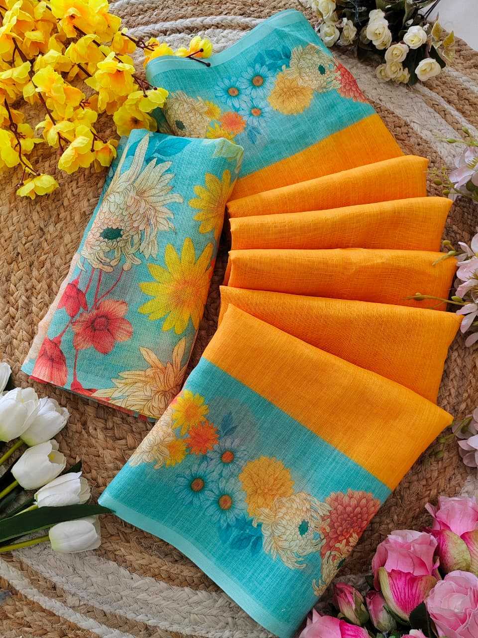 Ynf Linen KESH682 Anvaya Sarees Wholesale Designer Sarees Printed Sarees Linen Sarees Manufacturer- Kapda Export