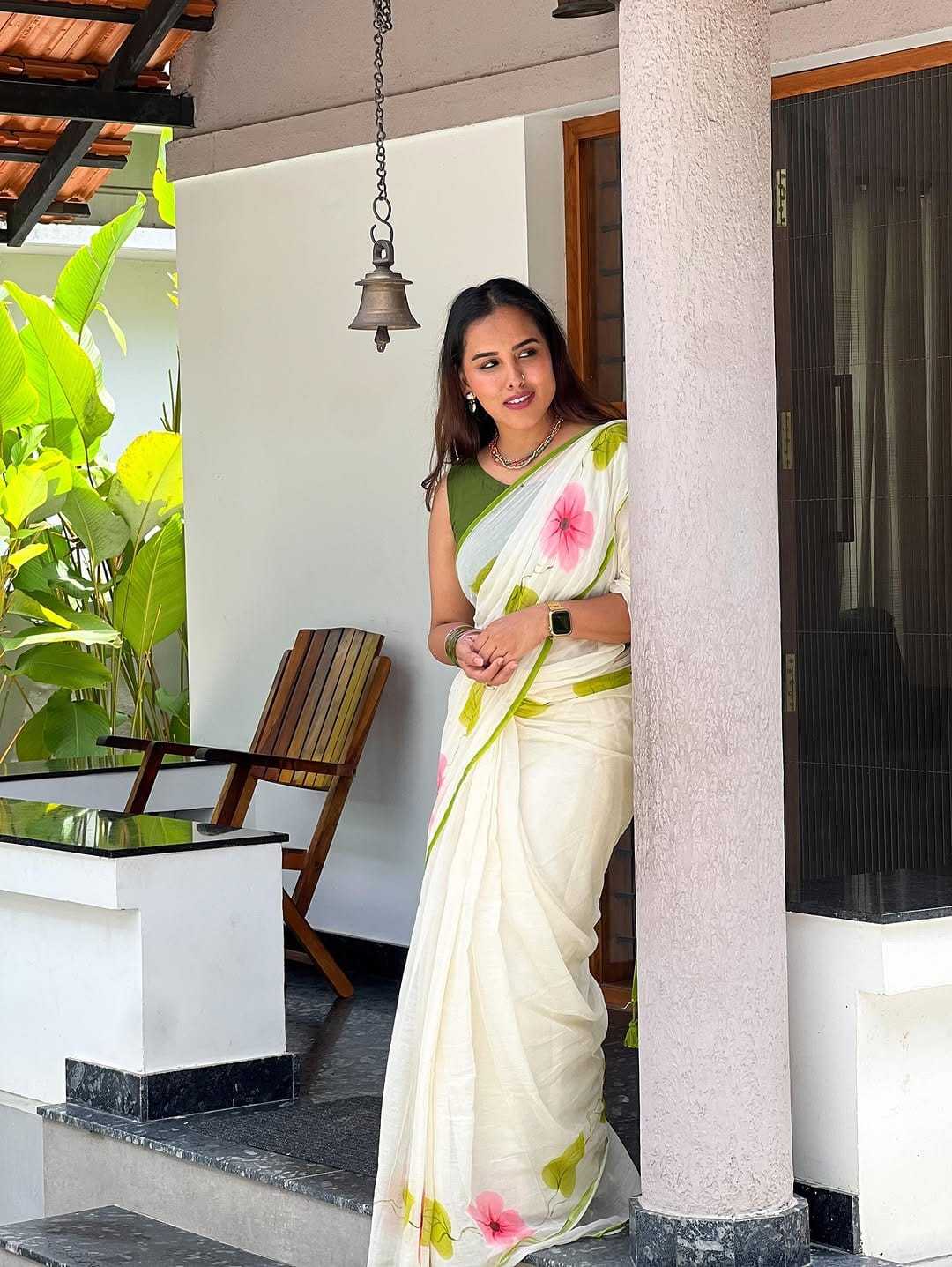 Ynf Linen KESH682 Aradhita Sarees Festive Collections Wholesale Printed Sarees Linen Sarees Onam Collections Manufacturer- Kapda Export