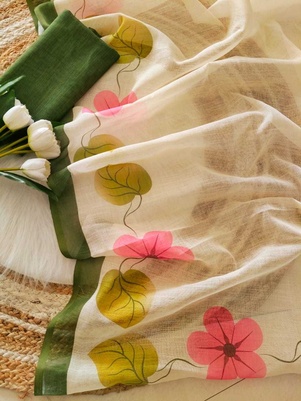 Ynf Linen KESH682 Aradhita Sarees Festive Collections Wholesale Printed Sarees Linen Sarees Onam Collections Manufacturer- Kapda Export