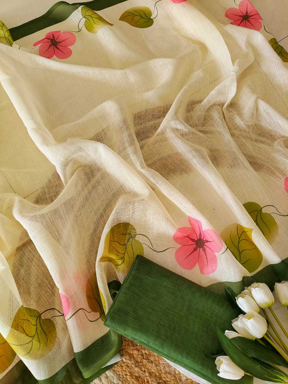 Ynf Linen KESH682 Aradhita Sarees Festive Collections Wholesale Printed Sarees Linen Sarees Onam Collections Manufacturer- Kapda Export