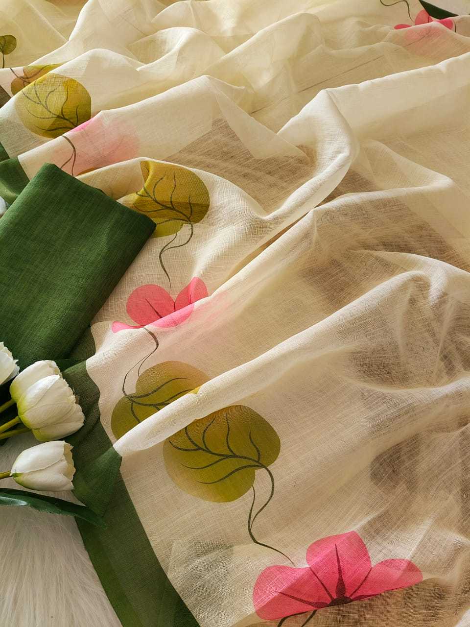 Ynf Linen KESH682 Aradhita Sarees Festive Collections Wholesale Printed Sarees Linen Sarees Onam Collections Manufacturer- Kapda Export