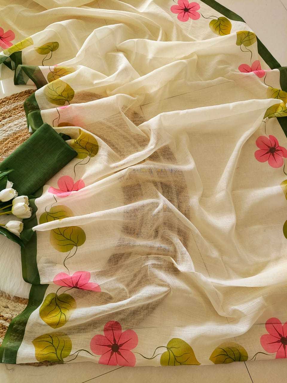 Ynf Linen KESH682 Aradhita Sarees Festive Collections Wholesale Printed Sarees Linen Sarees Onam Collections Manufacturer- Kapda Export