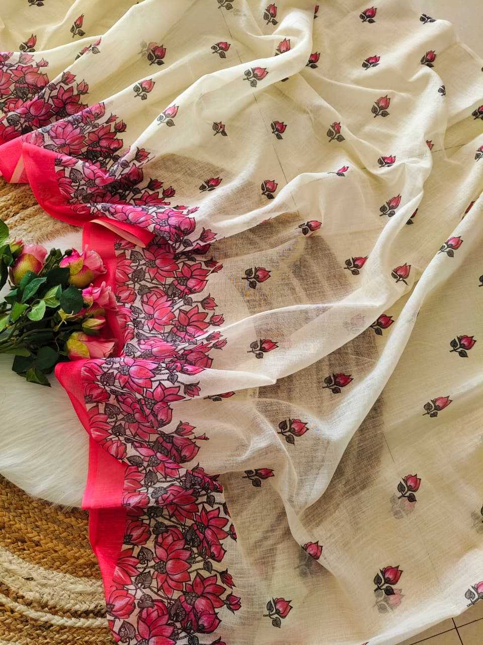 Ynf Linen KESH682 Asfiya Sarees Wholesale Designer Sarees Printed Sarees Linen Sarees Manufacturer- Kapda Export