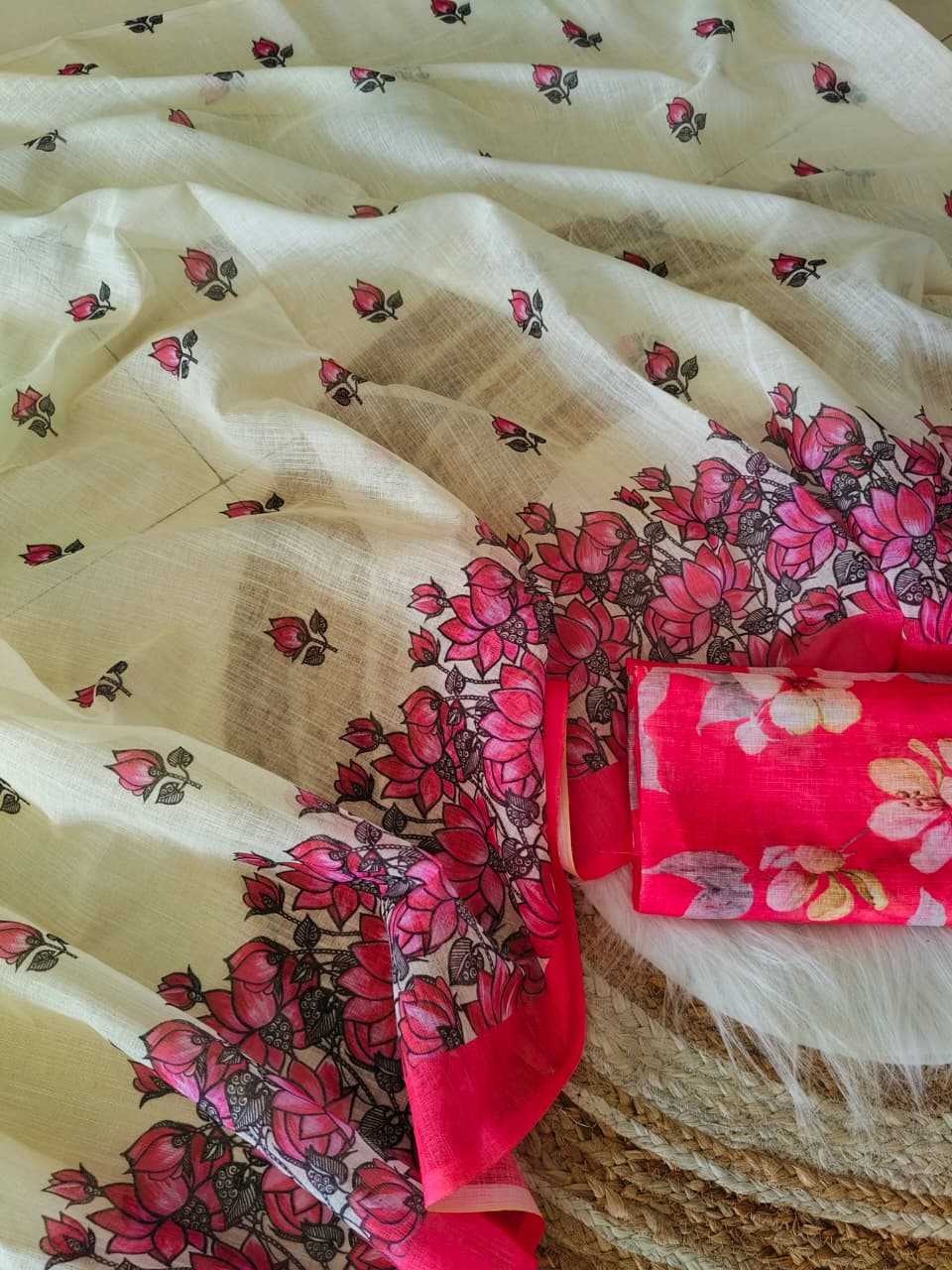 Ynf Linen KESH682 Asfiya Sarees Wholesale Designer Sarees Printed Sarees Linen Sarees Manufacturer- Kapda Export