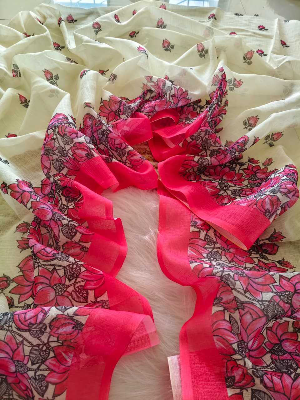 Ynf Linen KESH682 Asfiya Sarees Wholesale Designer Sarees Printed Sarees Linen Sarees Manufacturer- Kapda Export