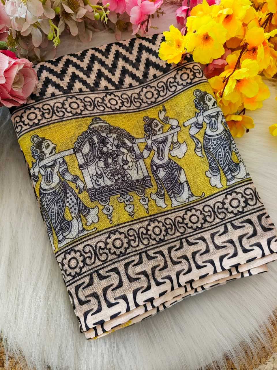 Ynf Linen KESH682 Ayanna Sarees Wholesale Printed Sarees Kalamkari Sarees Linen Sarees Manufacturer- Kapda Export