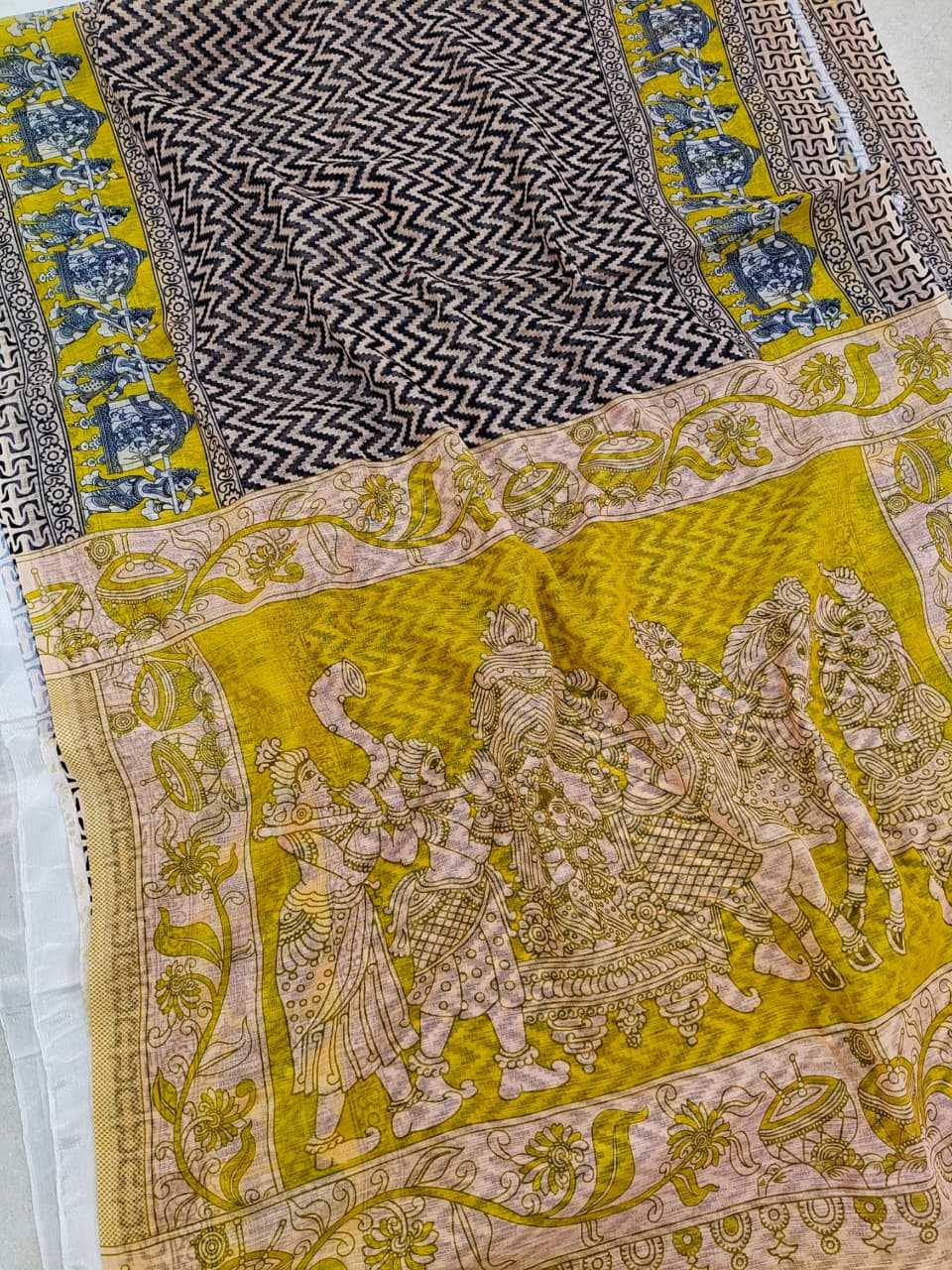 Ynf Linen KESH682 Ayanna Sarees Wholesale Printed Sarees Kalamkari Sarees Linen Sarees Manufacturer- Kapda Export