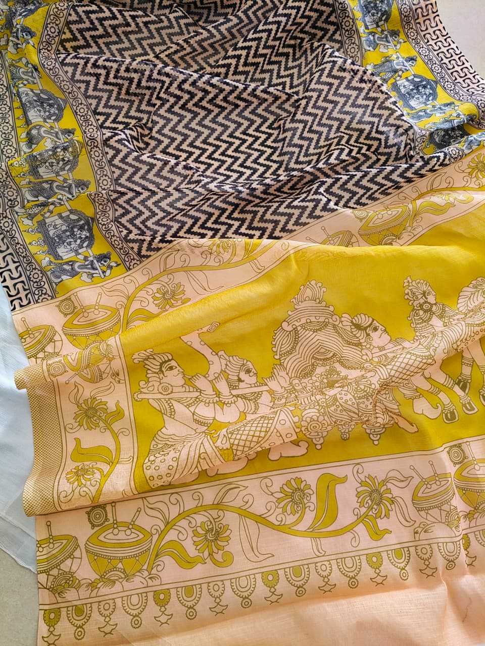 Ynf Linen KESH682 Ayanna Sarees Wholesale Printed Sarees Kalamkari Sarees Linen Sarees Manufacturer- Kapda Export