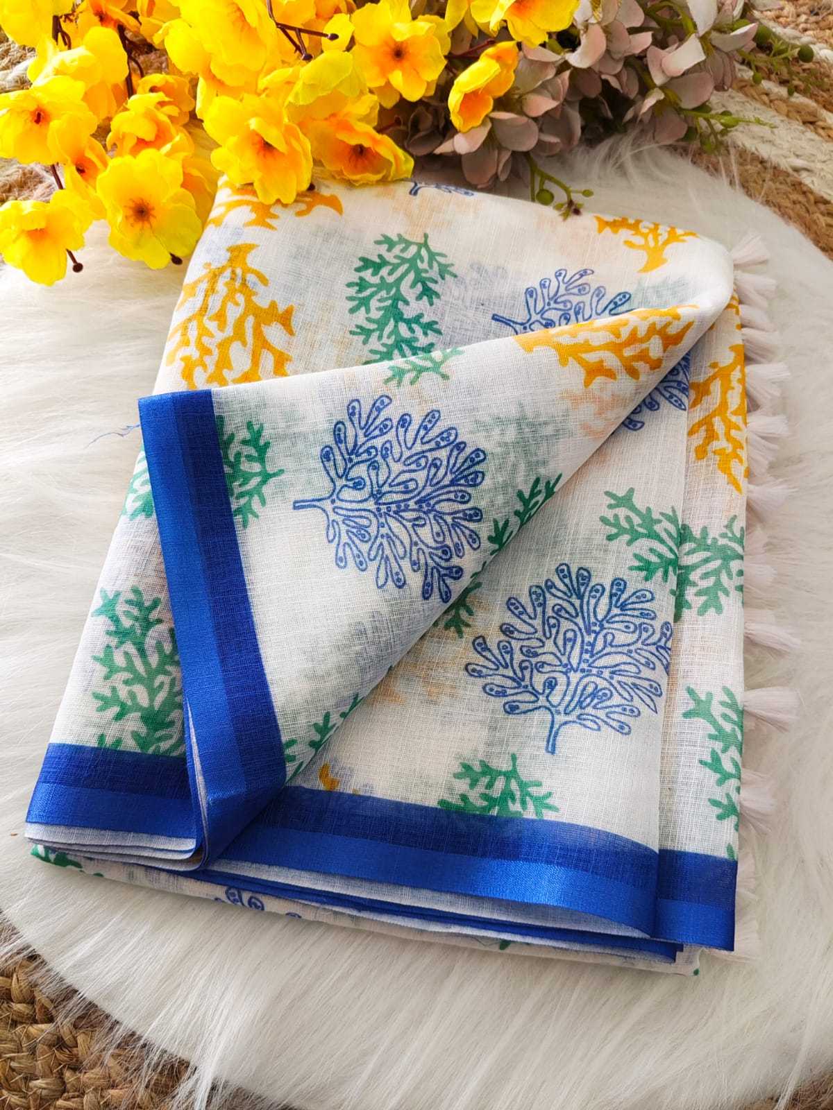 Ynf Linen KESH682 Baiza Sarees Wholesale Designer Sarees Printed Sarees Linen Sarees Manufacturer- Kapda Export