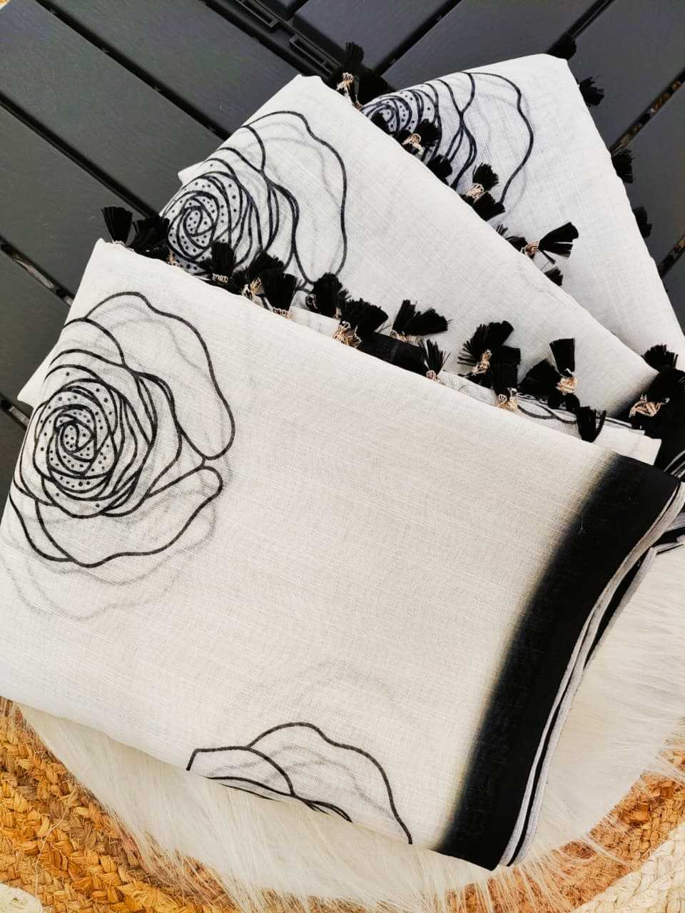 Ynf Linen KESH682 Rose Sarees Festive Collections Wholesale Designer Sarees Linen Sarees Onam Collections Manufacturer- Kapda Export