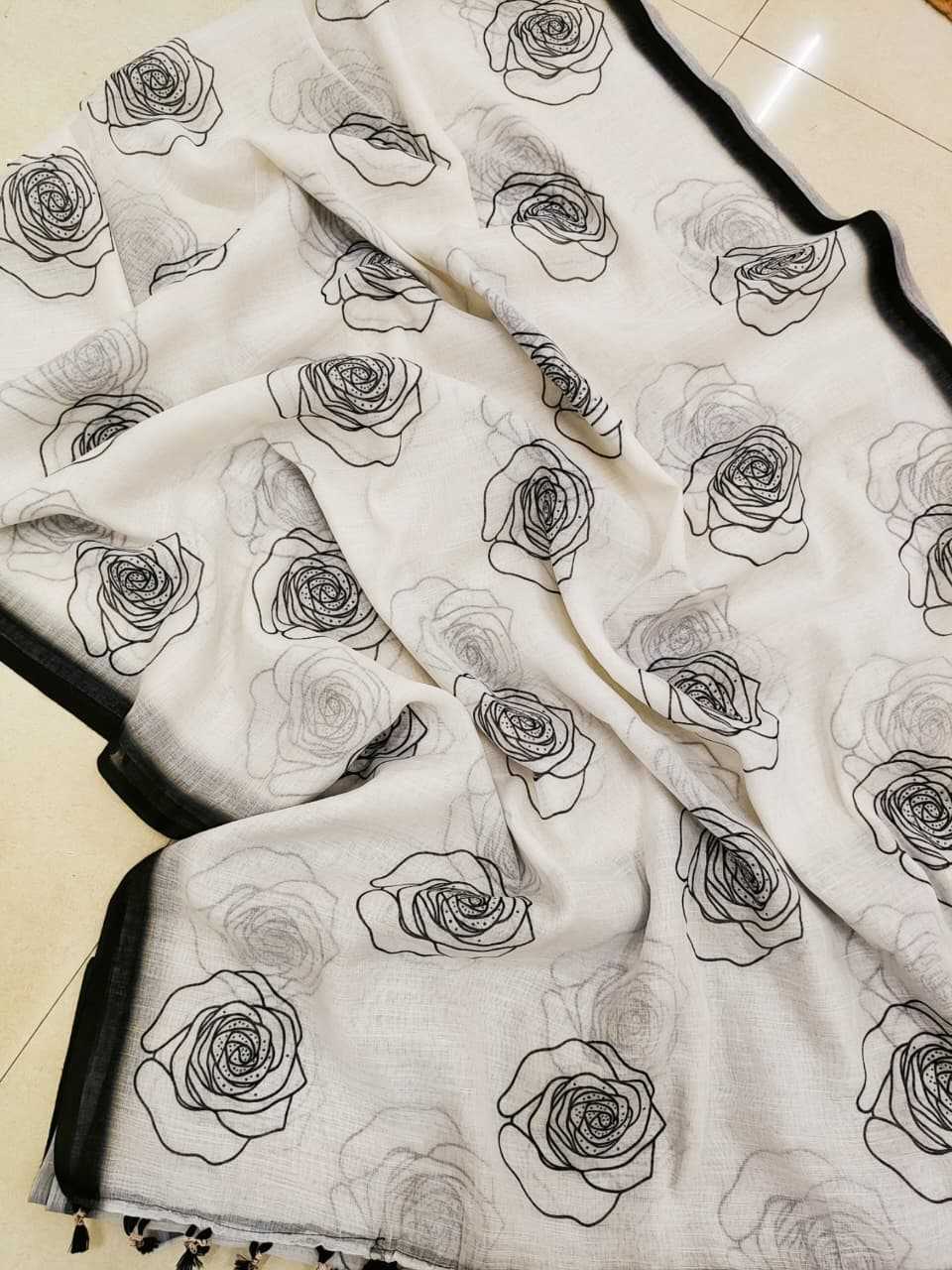 Ynf Linen KESH682 Rose Sarees Festive Collections Wholesale Designer Sarees Linen Sarees Onam Collections Manufacturer- Kapda Export