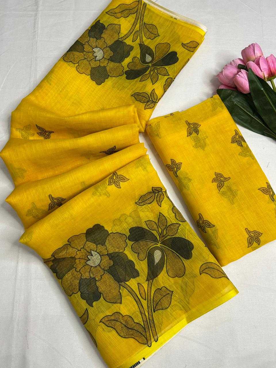 Ynf Linen KESH690 301 Ragini Sarees Wholesale Designer Sarees Printed Sarees Linen Sarees Manufacturer- Kapda Export