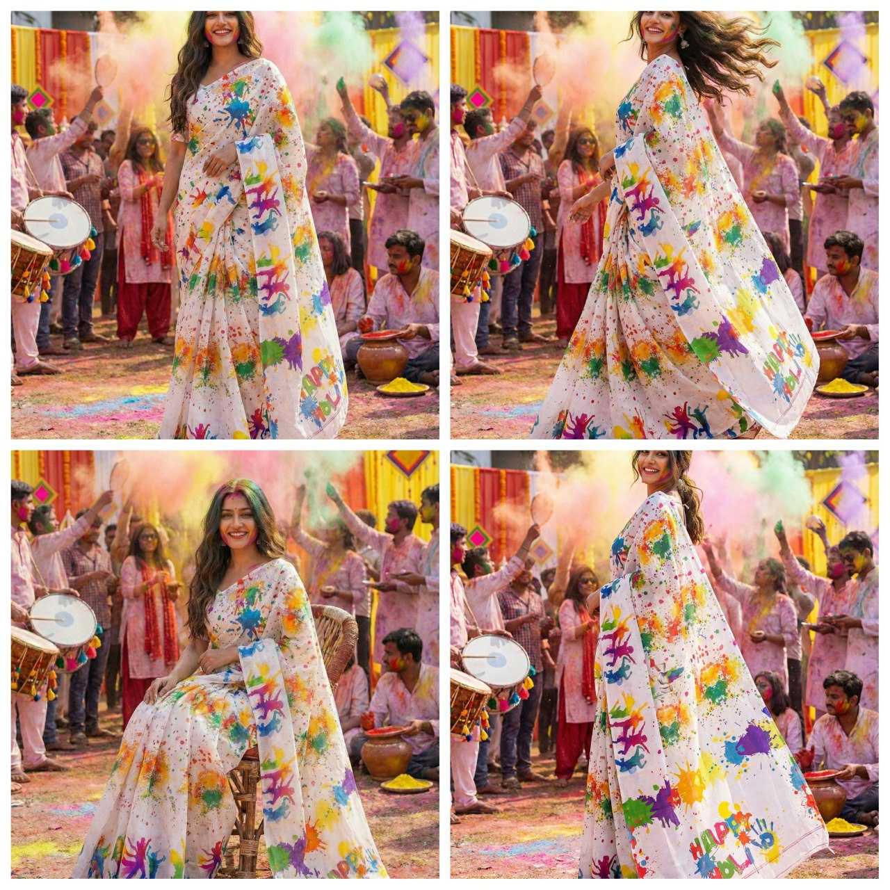 Ynf Linen RIN132 LILAN Sarees Festive Collections Wholesale Designer Sarees Printed Sarees Holi Collections Manufacturer- Kapda Export